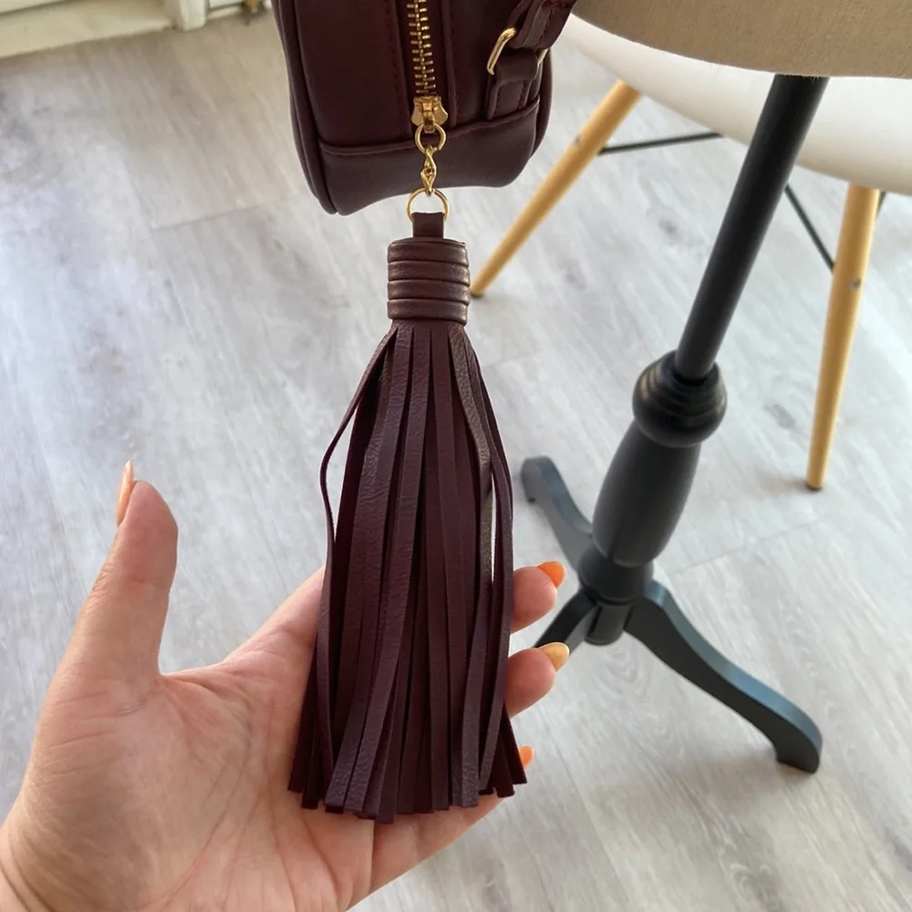 Maroon Crossbody w/ Tassel Zipper Pull